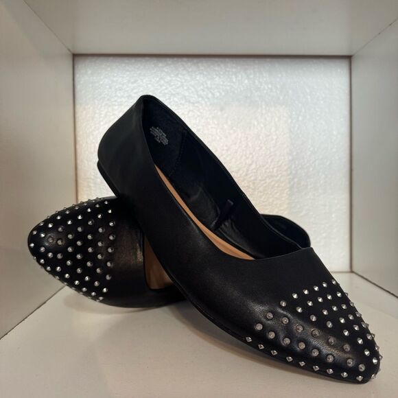 Torrid Womens Studded Pointed Toe Black Faux Leather Casual Embellished Flats - Picture 7 of 12